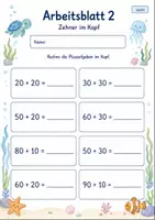 Vorschau - Arbeitsblätter - Kopfrechnen Plus bis 100 | Mathematik Klasse 2 | 7 Arbeitsblätter als PDF - Seite 2