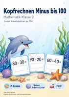Vorschau - Arbeitsblätter - Kopfrechnen Minus bis 100 | Mathematik Klasse 2 | 7 Arbeitsblätter als PDF - Deckblatt