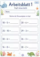 Vorschau - Arbeitsblätter - Kopfrechnen Minus bis 100 | Mathematik Klasse 2 | 7 Arbeitsblätter als PDF - Seite 1