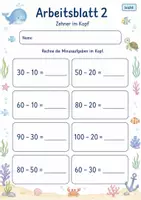Vorschau - Arbeitsblätter - Kopfrechnen Minus bis 100 | Mathematik Klasse 2 | 7 Arbeitsblätter als PDF - Seite 2