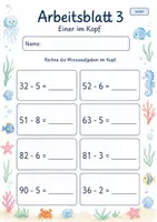 Vorschau - Arbeitsblätter - Kopfrechnen Minus bis 100 | Mathematik Klasse 2 | 7 Arbeitsblätter als PDF - Seite 3