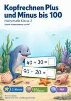 Vorschau - Arbeitsblätter - Kopfrechnen Plus und Minus bis 100 | Mathematik Klasse 2 | 7 Arbeitsblätter als PDF - Deckblatt