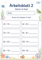 Vorschau - Arbeitsblätter - Kopfrechnen Plus und Minus bis 100 | Mathematik Klasse 2 | 7 Arbeitsblätter als PDF - Seite 2