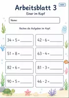 Vorschau - Arbeitsblätter - Kopfrechnen Plus und Minus bis 100 | Mathematik Klasse 2 | 7 Arbeitsblätter als PDF - Seite 3