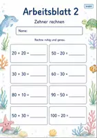 Vorschau - Arbeitsblätter - 5 Minuten Rechnen bis 100 | Mathematik Klasse 2 | 7 Arbeitsblätter als PDF - Seite 2