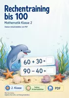 Vorschau - Arbeitsblätter - Rechentraining bis 100 | Mathematik Klasse 2 | 7 Arbeitsblätter als PDF - Deckblatt
