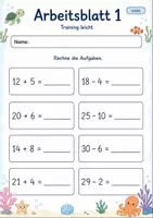 Vorschau - Arbeitsblätter - Rechentraining bis 100 | Mathematik Klasse 2 | 7 Arbeitsblätter als PDF - Seite 1