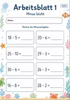 Vorschau - Arbeitsblätter - Rechentraining Minus bis 100 | Mathematik Klasse 2 | 7 Arbeitsblätter als PDF - Seite 1