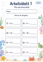 Vorschau - Arbeitsblätter - Rechentraining Plus und Minus bis 100 | Mathematik Klasse 2 | 7 Arbeitsblätter als PDF - Seite 1