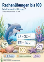 Vorschau - Arbeitsblätter - Rechenübungen bis 100 | Mathematik Klasse 2 | 7 Arbeitsblätter als PDF - Deckblatt