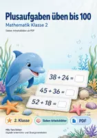 Vorschau - Arbeitsblätter - Plusaufgaben üben bis 100 | Mathematik Klasse 2 | 7 Arbeitsblätter als PDF - Deckblatt