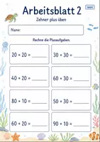 Vorschau - Arbeitsblätter - Plusaufgaben üben bis 100 | Mathematik Klasse 2 | 7 Arbeitsblätter als PDF - Seite 2
