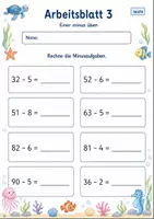 Vorschau - Arbeitsblätter - Minusaufgaben üben bis 100 | Mathematik Klasse 2 | 7 Arbeitsblätter als PDF - Seite 3