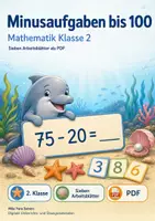 Vorschau - Arbeitsblätter - Minusaufgaben bis 100 | Mathematik Klasse 2 | 7 Arbeitsblätter als PDF - Deckblatt