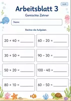 Vorschau - Arbeitsblätter - Rechnen mit Zehnerzahlen | Mathematik Klasse 2 | 7 Arbeitsblätter als PDF - Seite 3