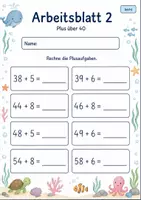 Vorschau - Arbeitsblätter - Plus mit Zehnerübergang | Mathematik Klasse 2 | 7 Arbeitsblätter als PDF - Seite 2