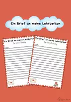 Vorschau - Arbeitsblätter - Ein Brief an meine Lehrperson - Deckblatt