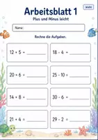 Vorschau - Arbeitsblätter - Plus und Minus bis 100 | Mathematik Klasse 2 | 7 Arbeitsblätter als PDF - Seite 1