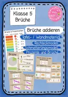 Vorschau - Poster - Brüche Grundlagen und Brüche addieren - Rechteckmodell und Schmetterlingsmodel - Deckblatt