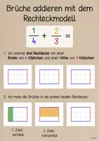 Vorschau - Poster - Brüche Grundlagen und Brüche addieren - Rechteckmodell und Schmetterlingsmodel - Seite 3