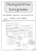Vorschau - Arbeitsblätter - Übungsblätter zu den Satzglieder (SUBJEKT und PRÄDIKAT) - Deckblatt
