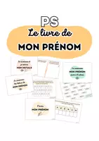 Aperçu - Feuilles d'exercices - Le livre de mon prénom – Cahier personnalisable PS/MS | Modèle Canva modifiable - Page de couverture