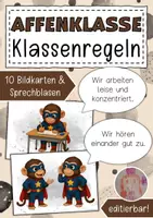 Vorschau - Anderer Materialtyp - Klassenregeln Affenklasse Klassentier Affe - Deckblatt