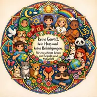 Vorschau - Mal- und Bastelvorlagen - Ausmalbild und Fantasiereise gegen Gewalt und Hass, mit Quiz zum Mandala. - Deckblatt