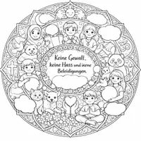 Vorschau - Mal- und Bastelvorlagen - Ausmalbild und Fantasiereise gegen Gewalt und Hass, mit Quiz zum Mandala. - Seite 2