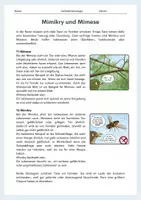 Vorschau - Arbeitsblätter - Mimikry und Mimese – Tarnung, Täuschung und Überlebensstrategien bei Tieren - Seite 1