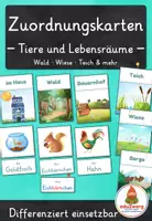 Vorschau - Spiele - Lebensräume Tiere – Zuordnungskarten Wald, Wiese, Teich & mehr | 30 Tiere | differenziert Kita bis Klasse 2 | DaZ - Deckblatt