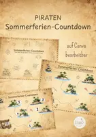 Vorschau - Anderer Materialtyp - Piraten Sommerferien-Countdown - auf Canva editierbar🏴☠️ - Deckblatt