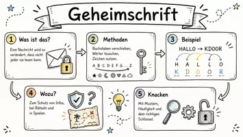 Vorschau - Arbeitsblätter - Arbeitsblätter zum Thema "Geheimschrift" + Lösung & MP3 + Mindmap + Infografik - Seite 1
