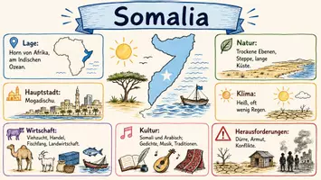 Vorschau - Arbeitsblätter - AB mit Fragen zum Thema "Somalia" + Lösungsblatt + Infografik - Seite 1