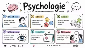 Vorschau - Arbeitsblätter - AB mit Fragen zum Thema "Psychologie" + Lösungsblatt + Infografik - Seite 1