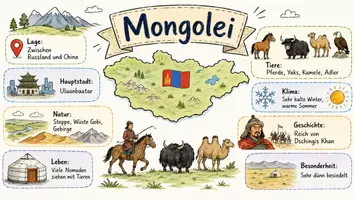 Vorschau - Arbeitsblätter - Arbeitsblätter "Mongolei" + Lösung & MP3 + Mindmap + Infografik - Seite 1