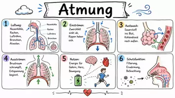 Vorschau - Arbeitsblätter - Arbeitsblätter zum Thema "Die Atmung allgemein" + Lösung & MP3 + Mindmap + Infografiken - Seite 1