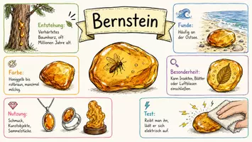 Vorschau - Arbeitsblätter - AB mit Fragen zum Thema "Bernstein" + Lösungsblatt + Infografik - Seite 1