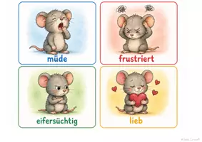 Vorschau - Bildkarten - Gefühlskarten Mäuse 1.Klasse - 4.Klasse - Seite 3