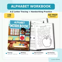 Voorbeeld - Alphabet Workbook A–Z – Black and White Tracing Worksheets - Voorblad