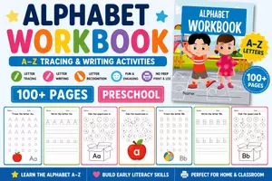 Voorbeeld - Alphabet Workbook A–Z – Color Tracing Worksheets - Voorblad
