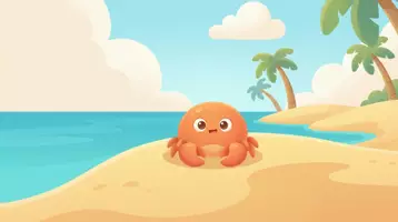 Aperçu - Cartes / Images - Kamishibai- Le petit crabe joue sur la plage - Page 1