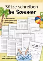 Vorschau - Stundenentwürfe - Sätze schreiben - Im Sommer – Differenzierte Übungen zum Satzbau für Klasse 1/2 und Klasse 3/4 (26 Arbeitsblätter und Titelblatt) - Deckblatt