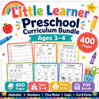Aperçu - Préparation de séquence / Séquence complète - Preschool Curriculum Bundle Ages 3-4 | 400 Back to school - Page de couverture