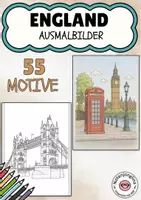 Vorschau - Mal- und Bastelvorlagen - England Ausmalbilder für den Englischunterricht - Deckblatt