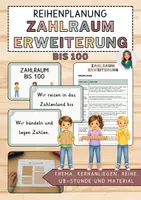 Vorschau - Unterrichtsreihen - Materialpaket: Zahlraumerweiterung bis 100 - Unterrichtsreihe, UB-Stunde und Material - Deckblatt