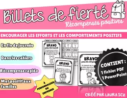 Aperçu - Autre type de ressources - Billets de félicitations modifiables - Renforcement positif - PDF + PPTX - Page de couverture