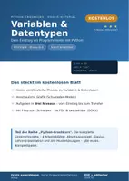 Vorschau - Arbeitsblätter - Python Variablen & Datentypen Klasse 8–9 Arbeitsblatt - Deckblatt