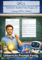 Vorschau - Arbeitsblätter - Kontinente: Steckbrief über Europa, mit Lösung (GPG 6. Klasse) - Deckblatt