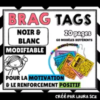 Aperçu - Cartes / Images - Brag Tags Noir et Blanc Modifiables / Récompenses Positives - Page de couverture